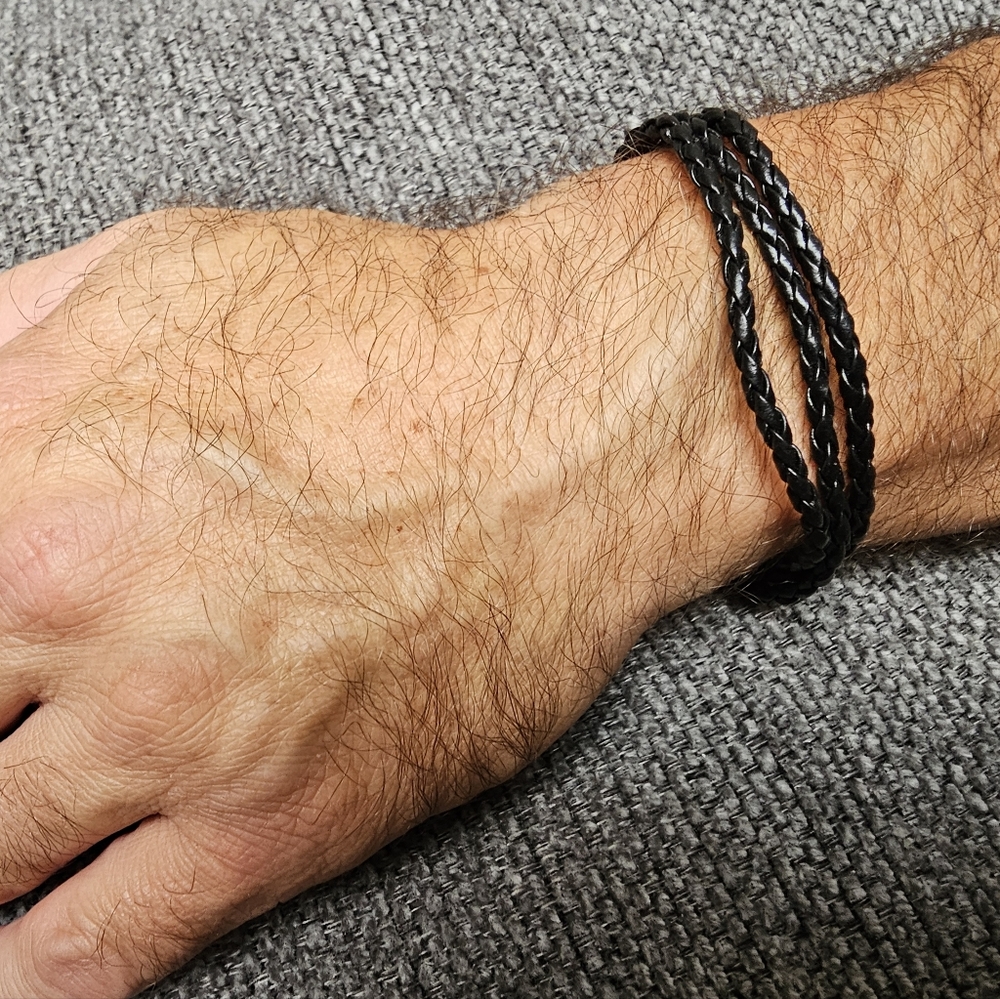 Men's Braided Leather Adjustable Bracelet